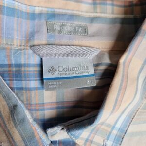 Columbia Men's M Shirt Long Sleeve Button Up Casual Dress‎ Pink, Blue Plaid, NWT